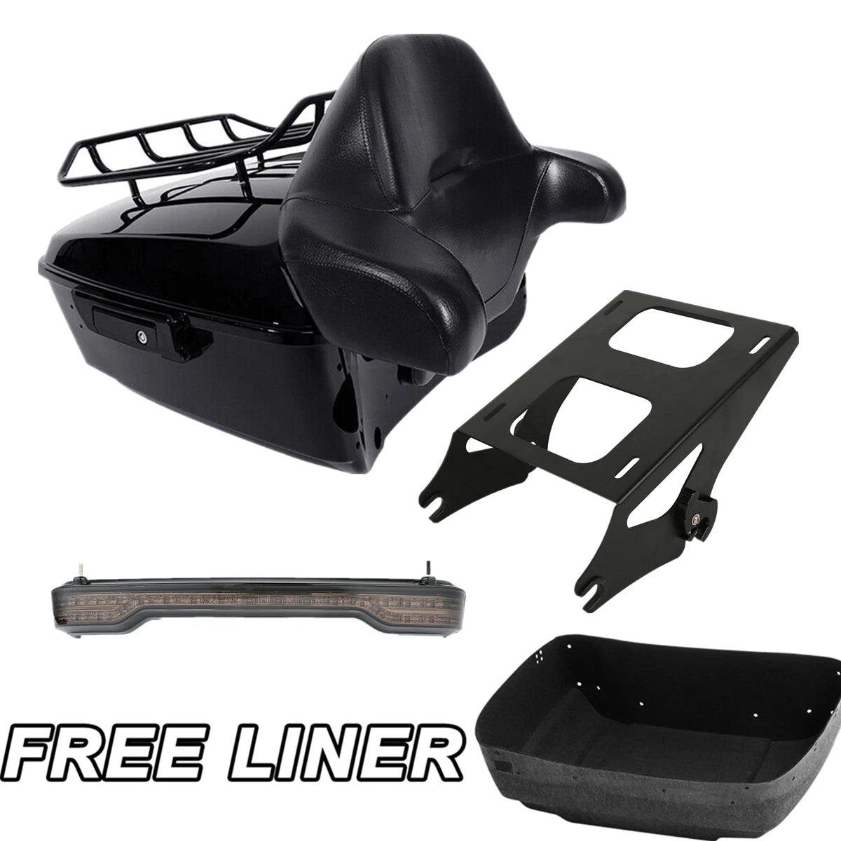 Trunk Pad Mount Rack & LED Brake Tail Light for Harley Touring (2014–2026)