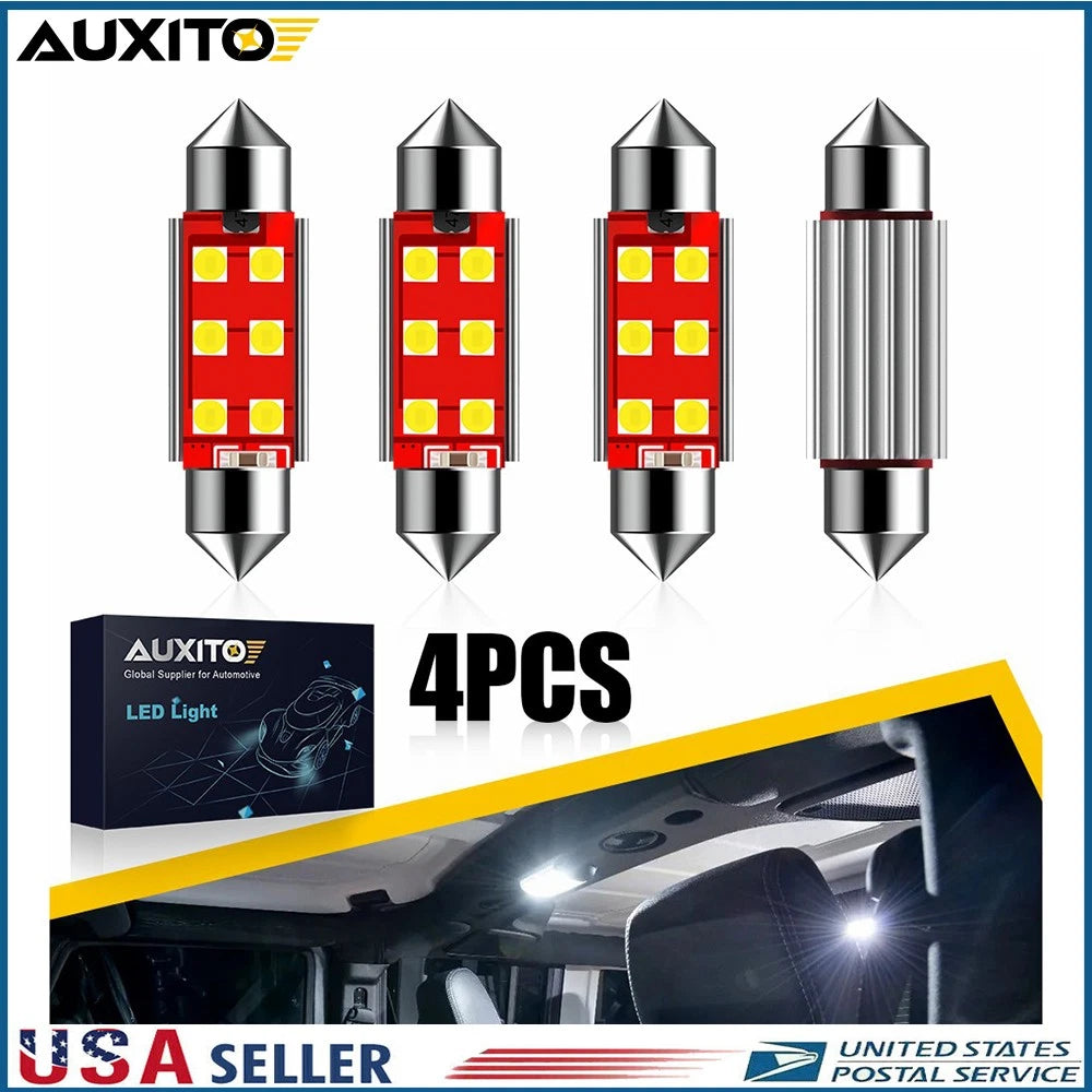 Set of 4 CANBUS 578 6411 211-2 42MM LED Dome Light Bulbs 6000K