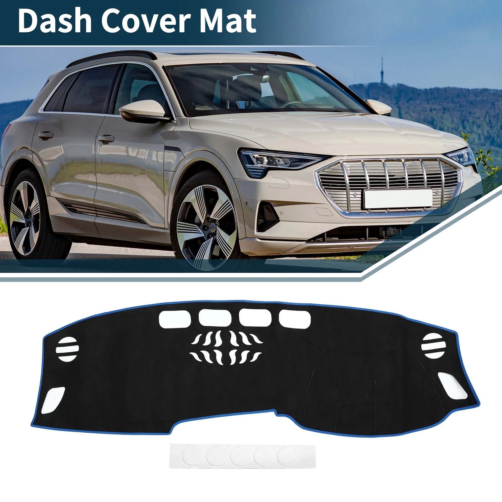 Dashboard Cover Mat for Audi A4 (2017–2020) Sun Protector Pad Black Blue