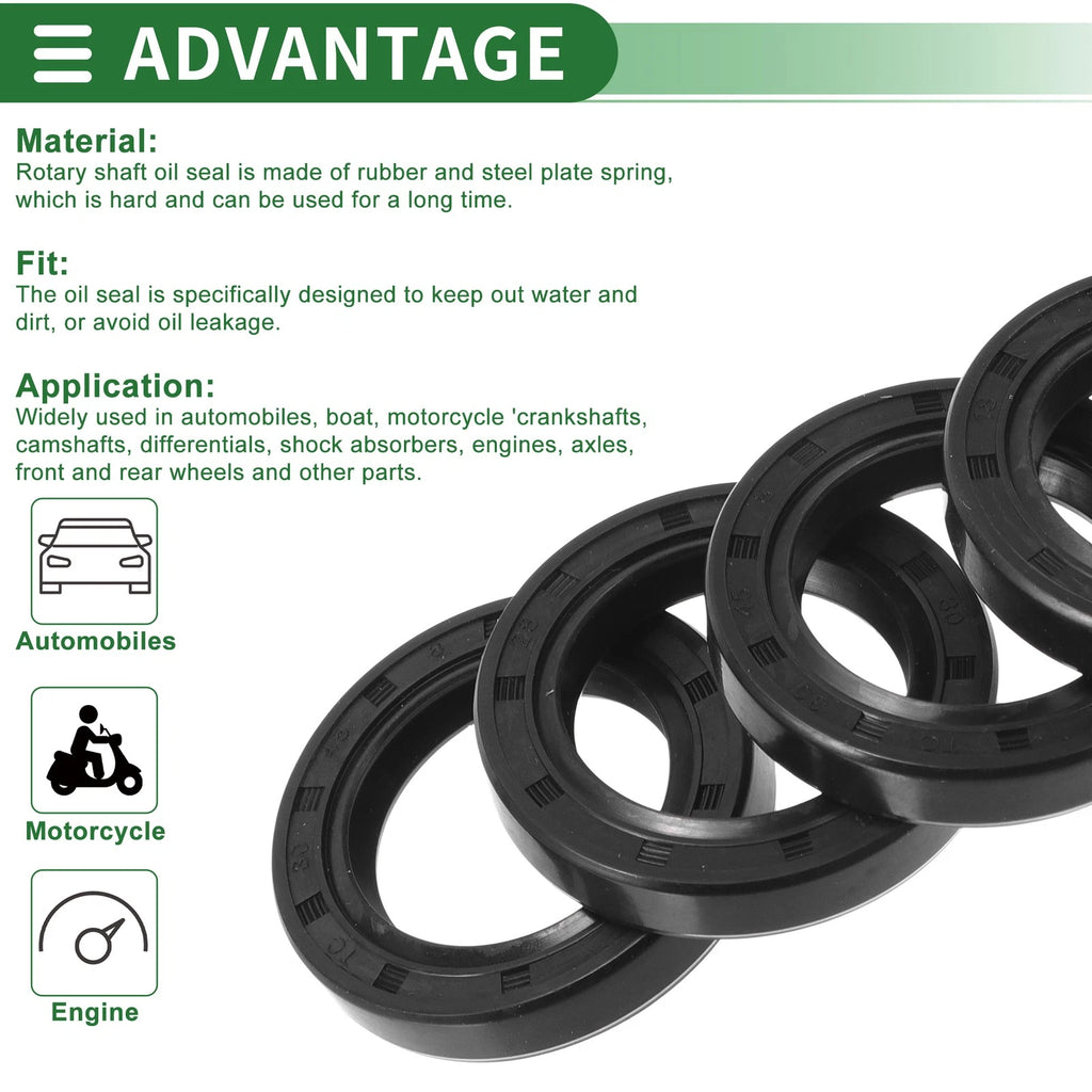 Set of 5 Oil Seal Ring 30x45x8mm for Various Models (NBR Rubber)
