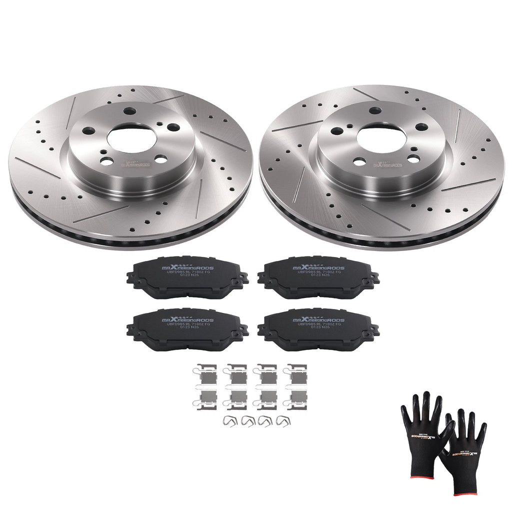 Front Brake Rotors & Ceramic Pads Kit for Toyota Corolla Matrix (2009–2019)