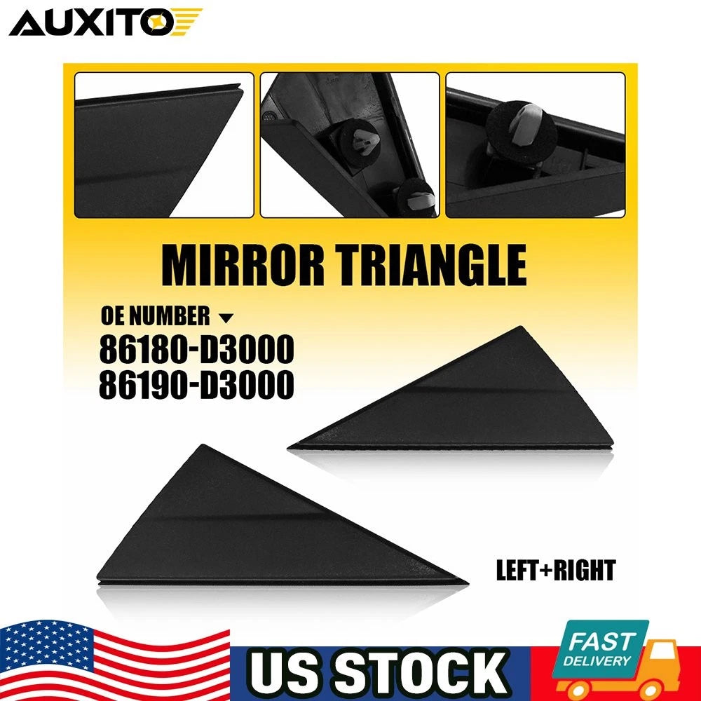 Set of 2 ABS Black Mirror Corner Triangle Covers for Hyundai Tucson (2016–2020)