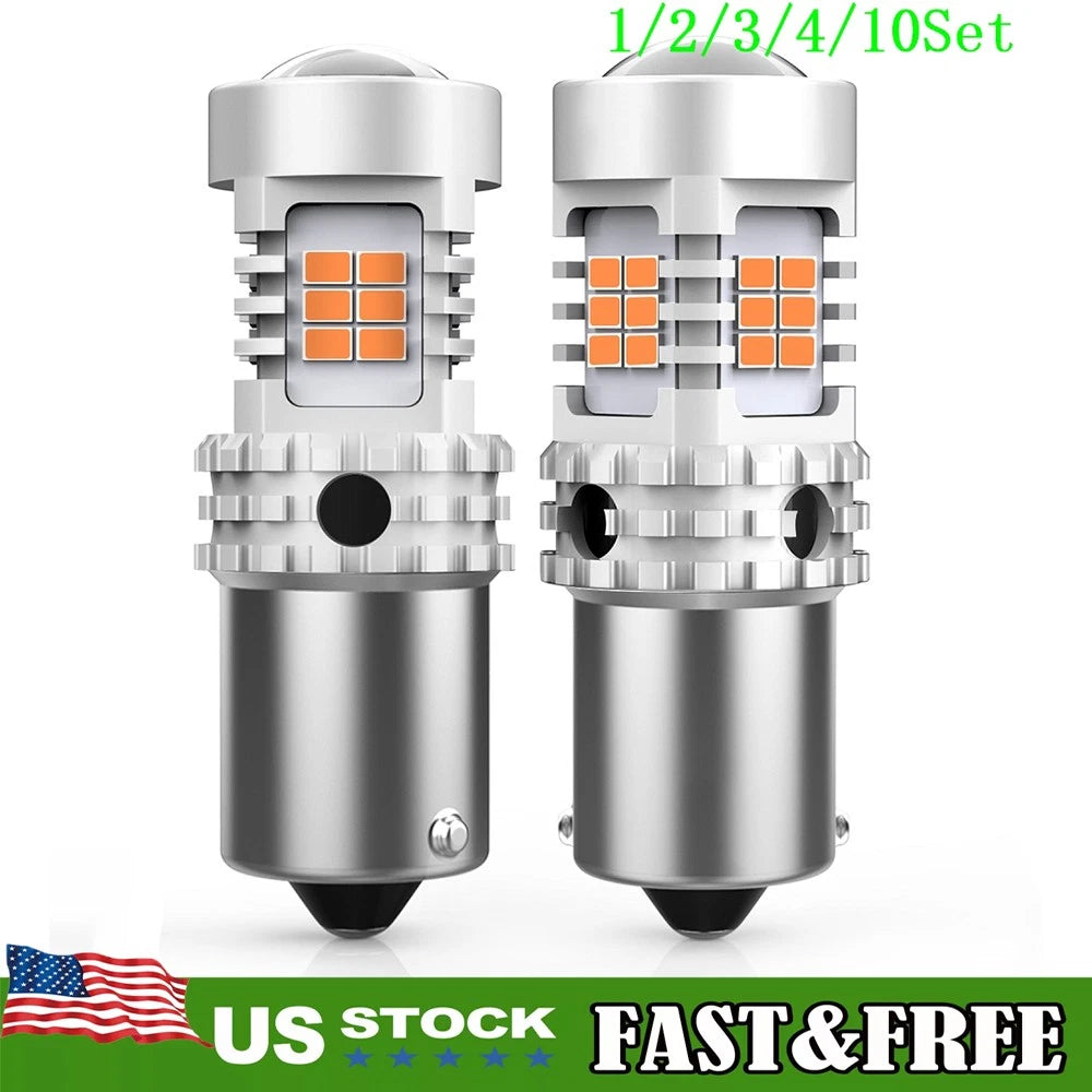 2X LED Turn Signal Lights for BAU15S Vehicles (Canbus, Amber)