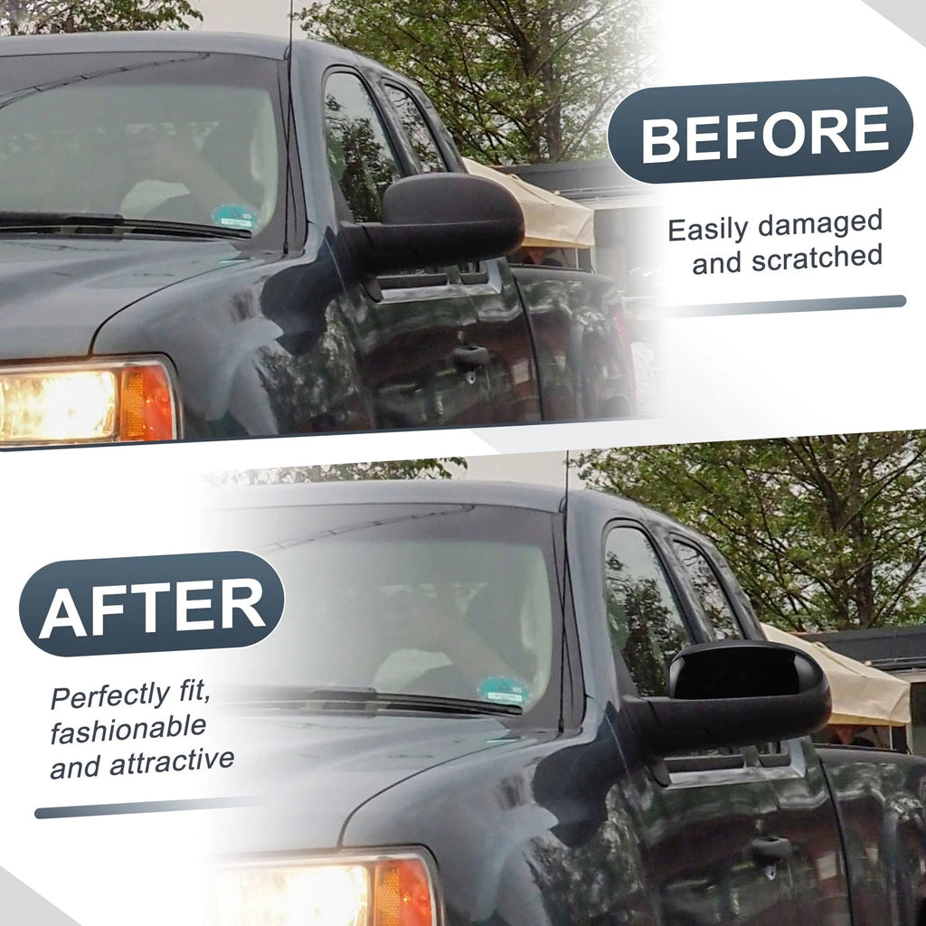 Set of 2 Rearview Mirror Cover Caps Gloss Black for Chevrolet Avalanche (2002–2013)