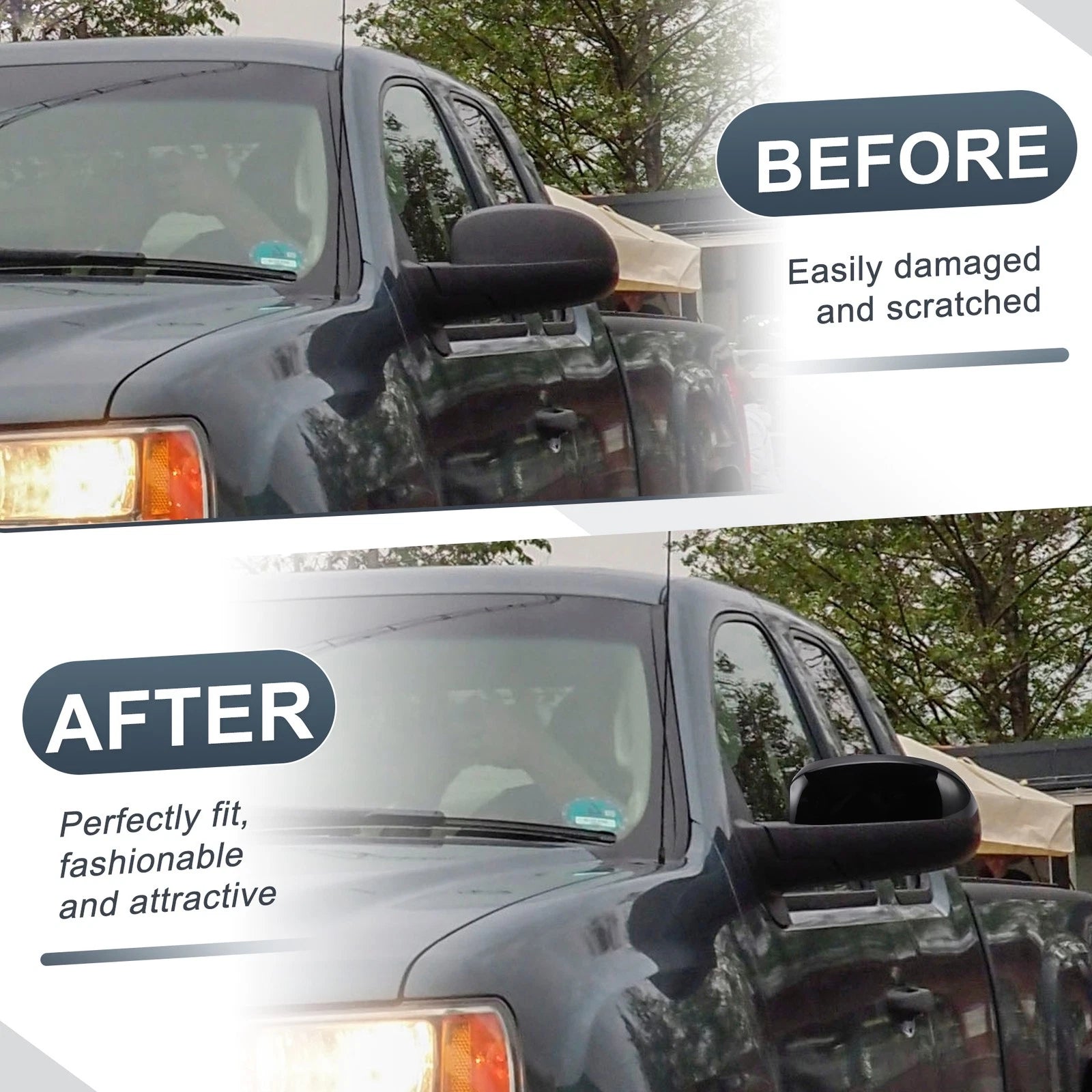 Set of 2 Rearview Mirror Cover Caps Gloss Black for Chevrolet Avalanche (2002–2013)