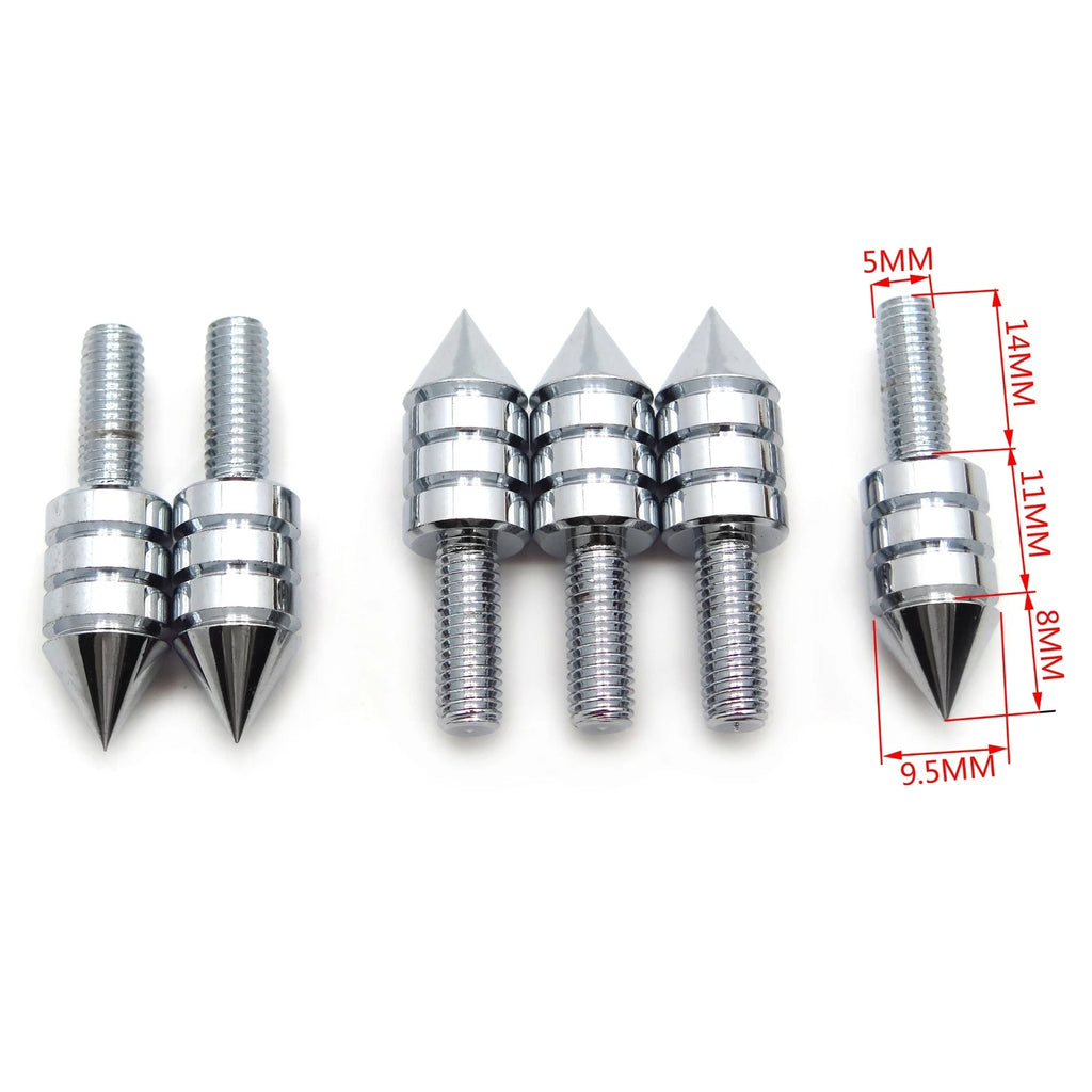 Set of 4 Universal Chrome Motorcycle Spike Bolts for Windscreen, Fairings, License Plate