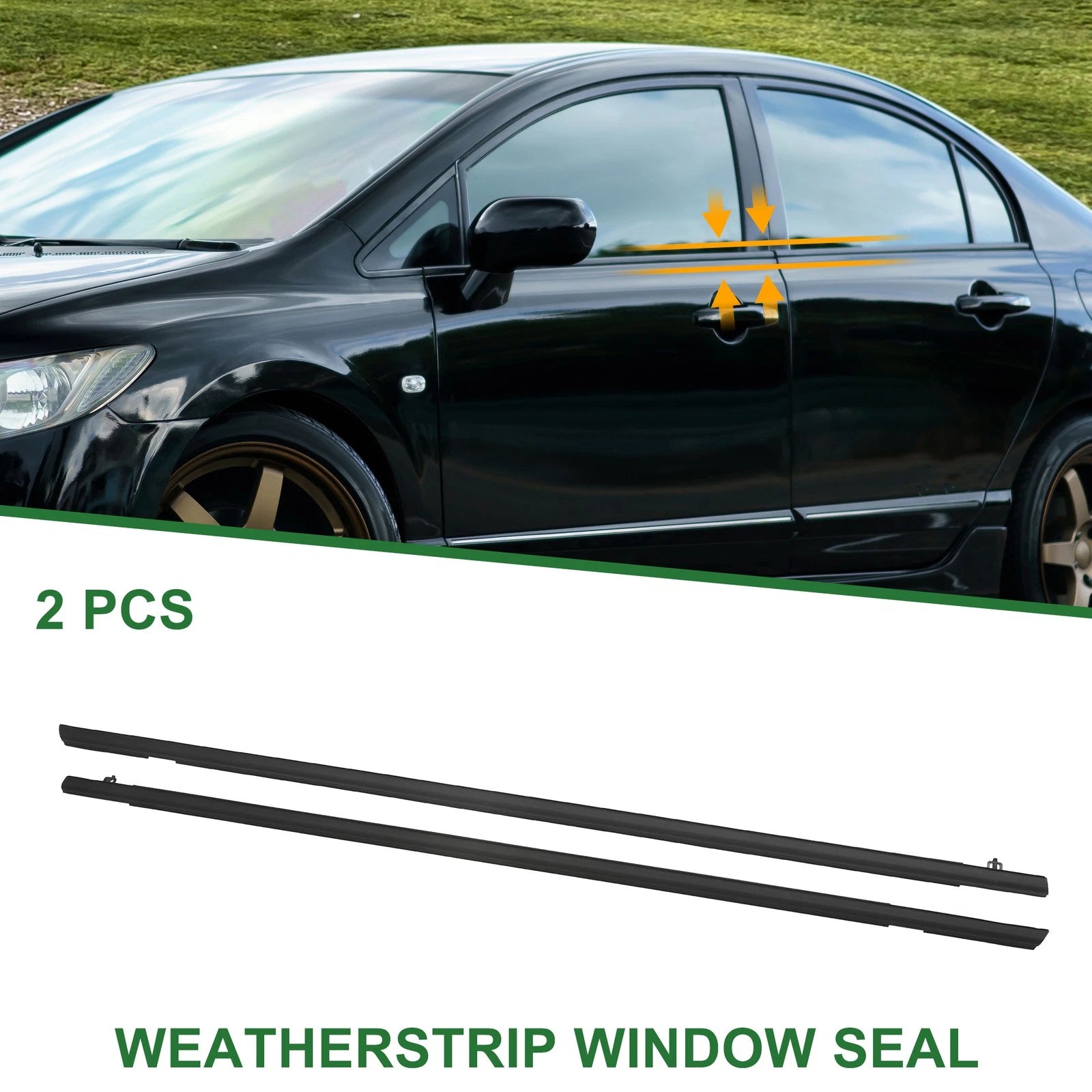 2pcs Weatherstrip Window Seal No. 72450SNAA01 for Honda Civic 