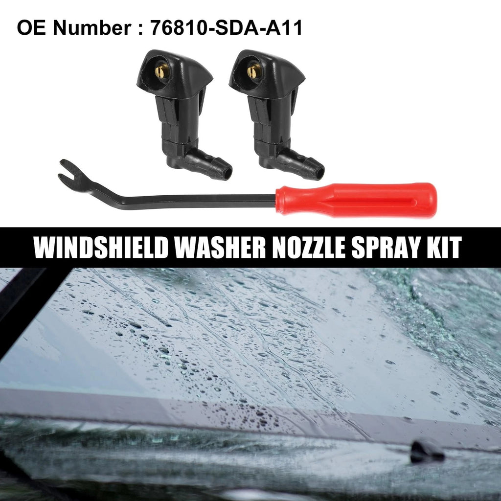 3X Front Windshield Washer Nozzle Kit 76810-SDA-A11 for Honda Civic (2006–2011)