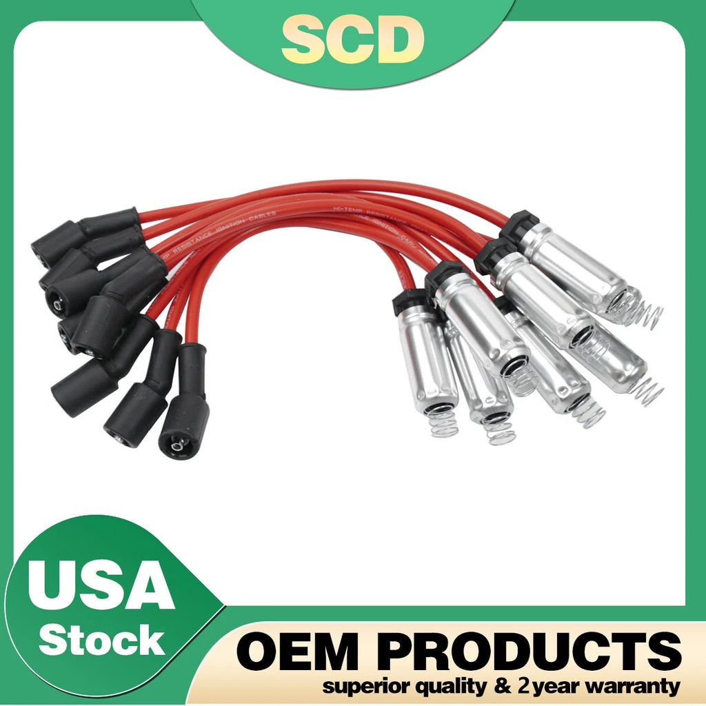 8PCS Spark Plug Wire Set for Chevy GMC Vortec 4.8L 5.3L 6.0L (1999–2006) 12192133