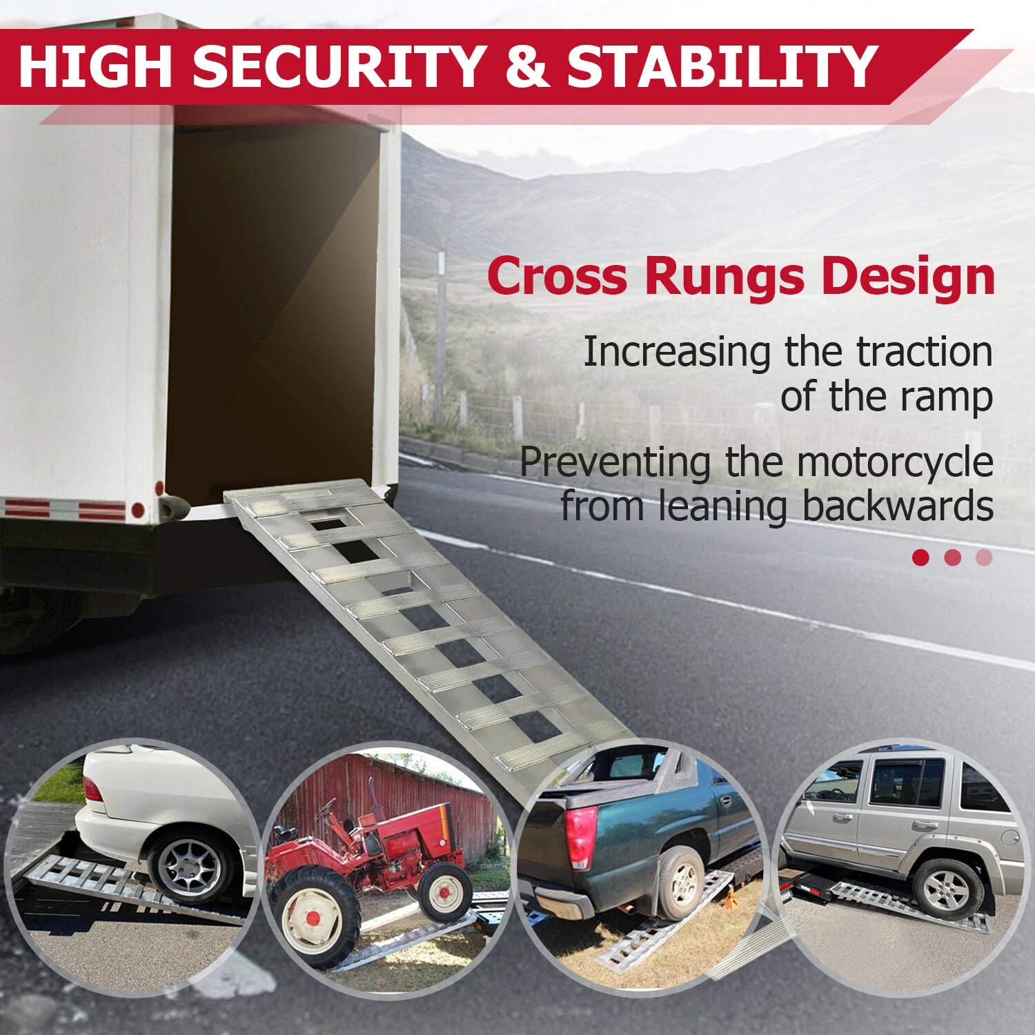 Set of 2 Aluminum Trailer Ramps for Car Truck (8500 lbs, 72''x15'')