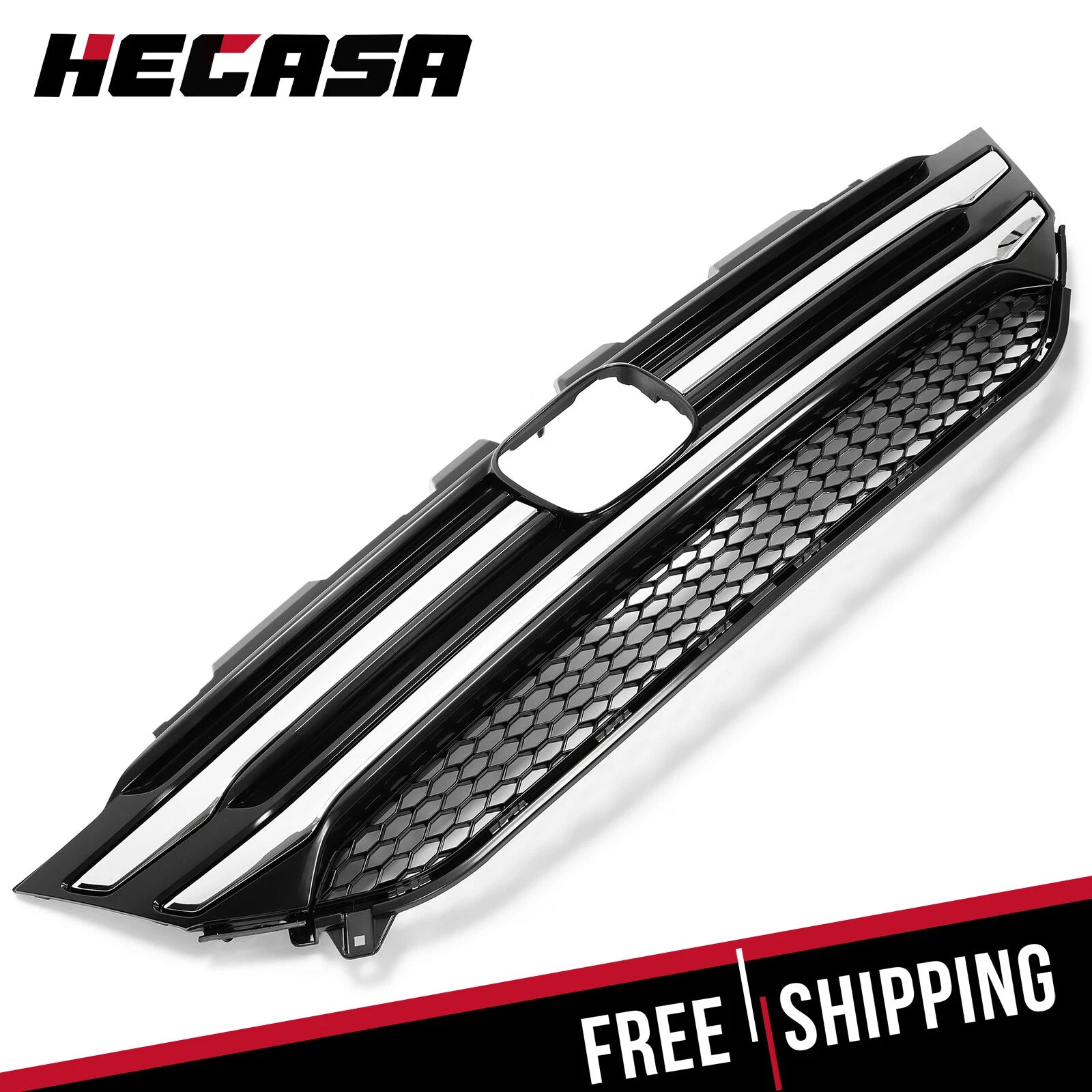 Front Bumper Upper Grille with Chrome Trim for Honda Pilot (2016–2018)