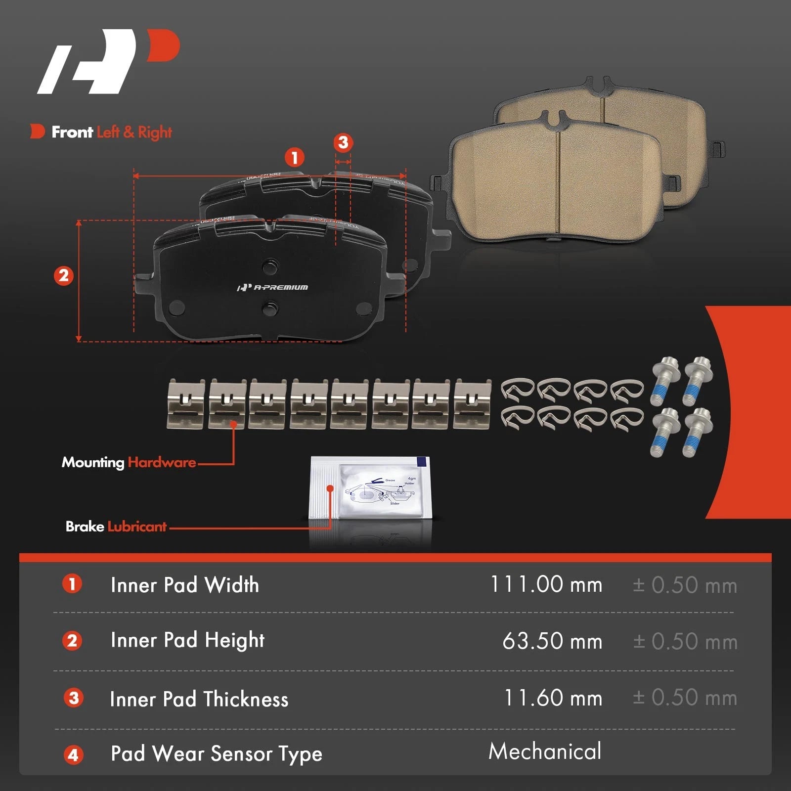 Set of 4 Front Ceramic Brake Pads for Mercedes-Benz CLA250 (2014–2019)
