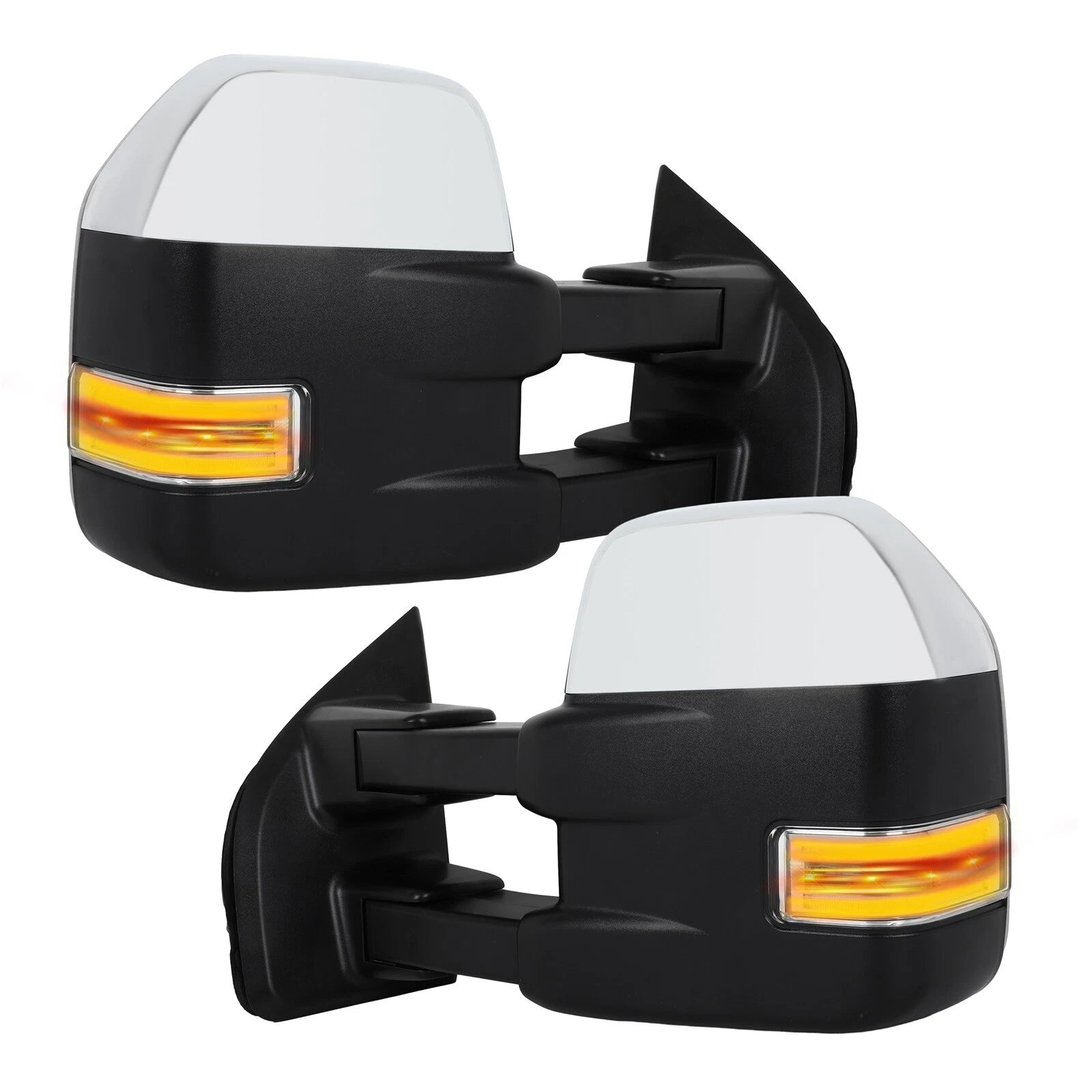 Set of 2 Chrome Power Heated Turn Signal Tow Mirrors for Ford F150