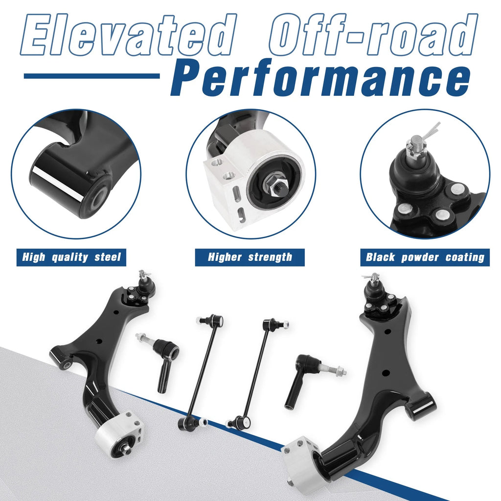 Set of 6 Front Lower Control Arms Tie Rod Ends for Equinox/Terrain (2010–2017)