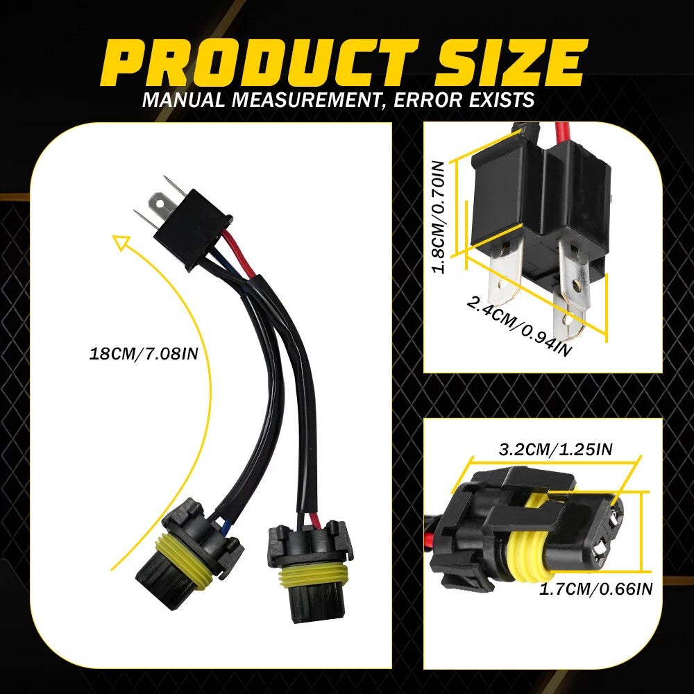 H6054 to 9005 9006 Conversion Wire Harness Headlight Adapter Plug Play