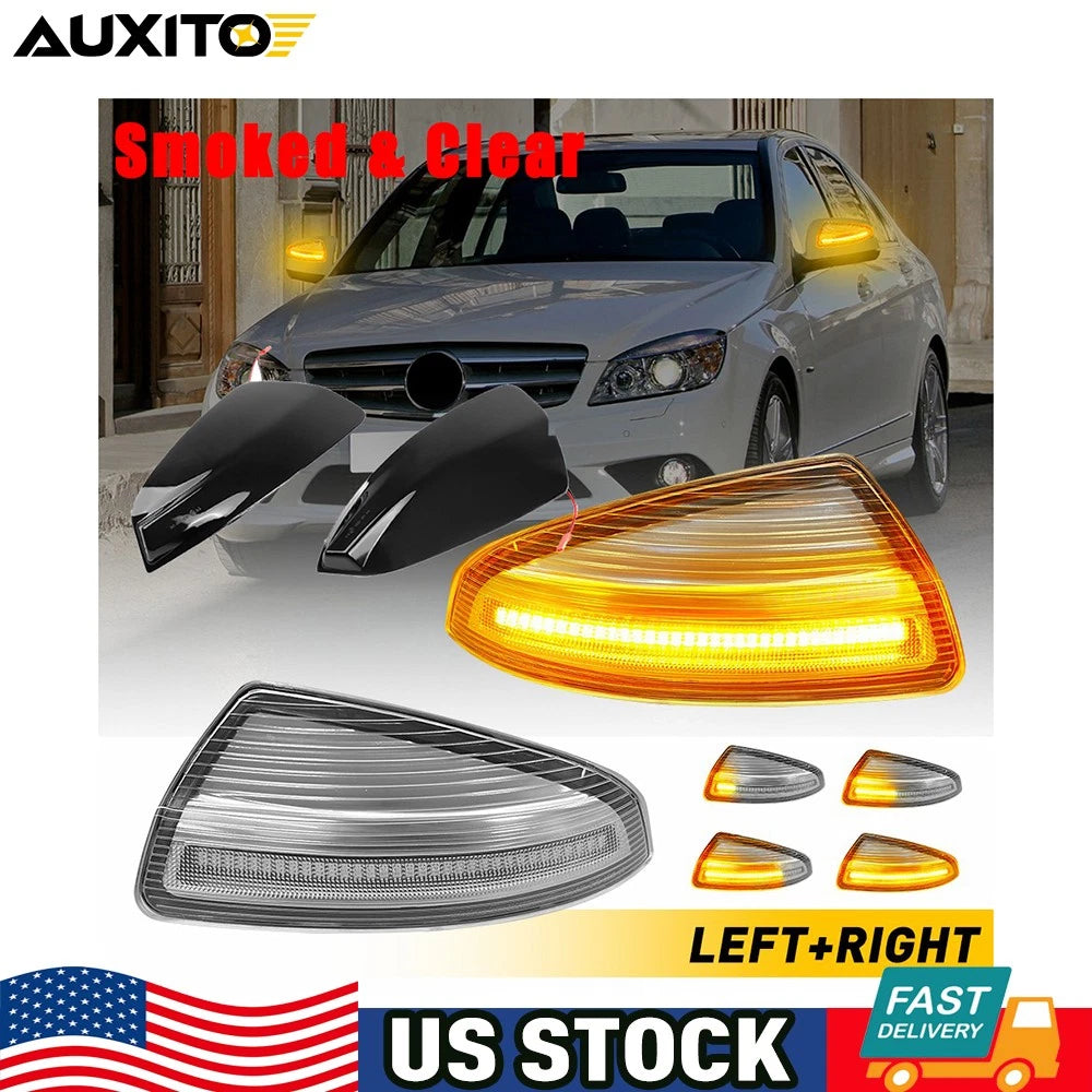 Dynamic Amber LED Mirror Lights for Mercedes Benz W204 S204 W639 Viano Vito