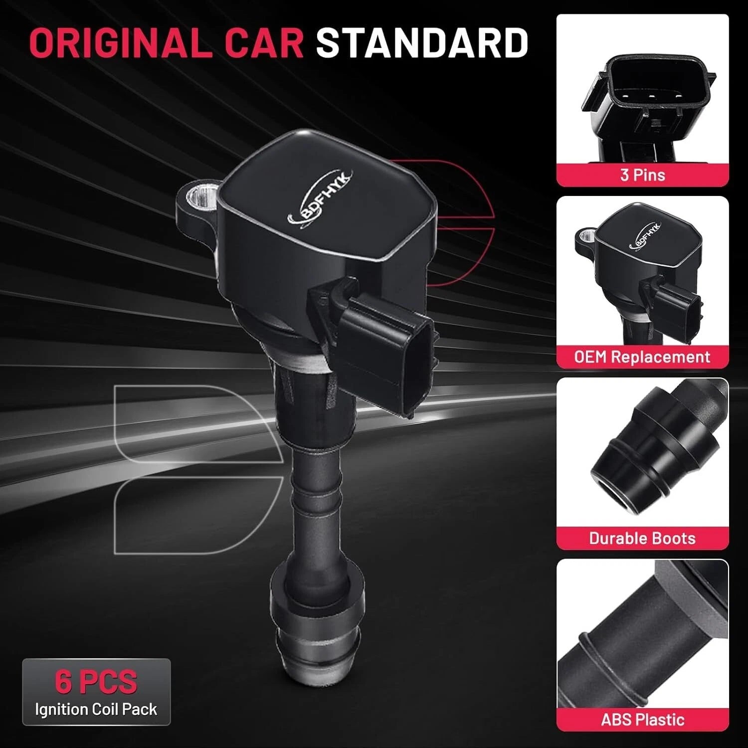 6PC Ignition Coil for Nissan Altima 3.5L (2002–2006) & Maxima 3.5L (2002–2008)