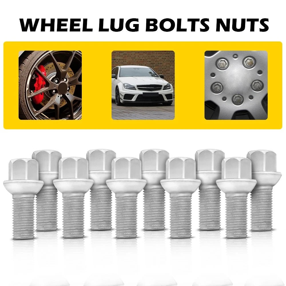 10X Wheel Lug Bolts Nuts 0009904907 for Mercedes Benz SL550 CLS550 C250 C350 (2007–2017)