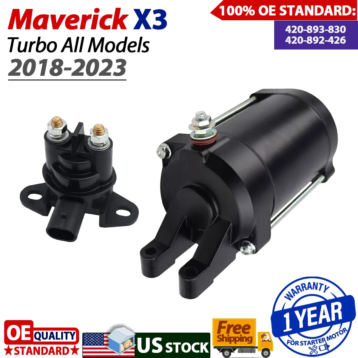 Starter for Can-Am Maverick X3 Turbo (2018–2023) with Relay