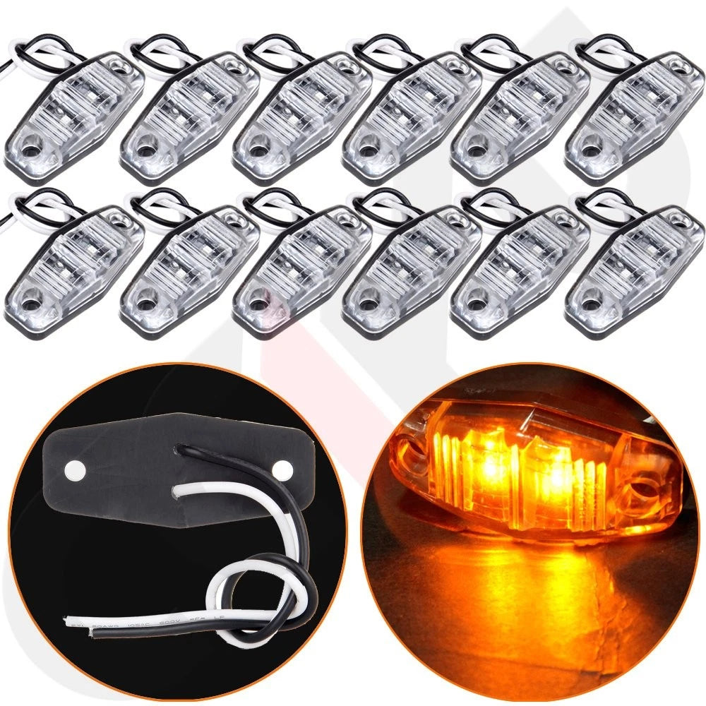 12pcs 12V 2 Diode Mini Sealed Trailer Light for Truck Side Marker Lamp