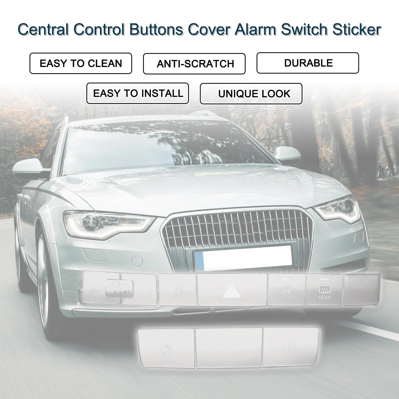 Central Control Buttons Cover Alarm Switch Sticker for Audi A6 A7 (2012–2018)