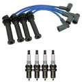 NGK Wire Set & Denso 4 Double Iridium Spark Plugs for Mazda B2300 (1994–2006)