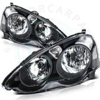 Set of 2 Black Housing Headlights Assembly for Acura RSX (2002–2004)