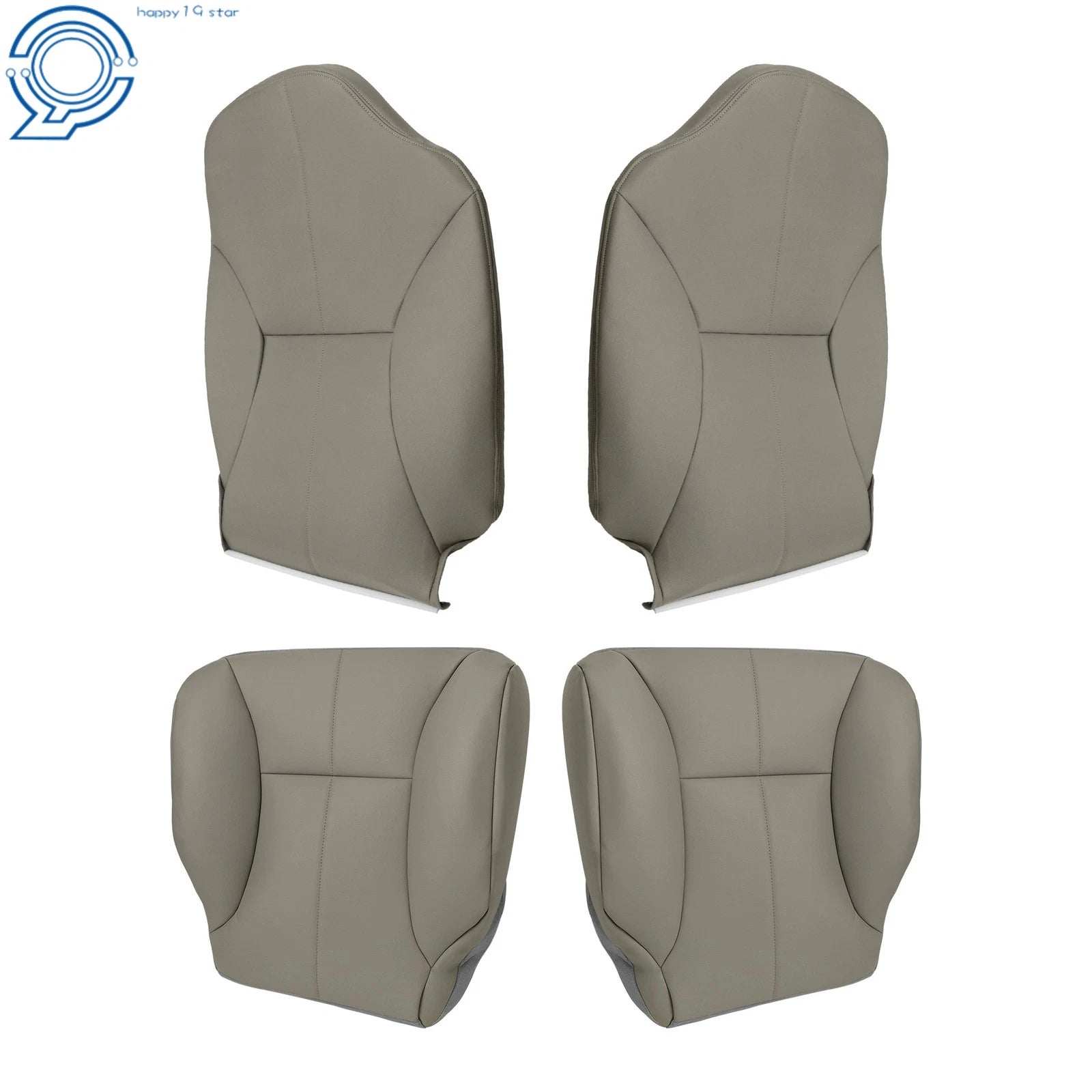 Set of 2 Front Row Seat Covers for Dodge Ram 1500 2500 3500 (1998–2002) Gray Leather