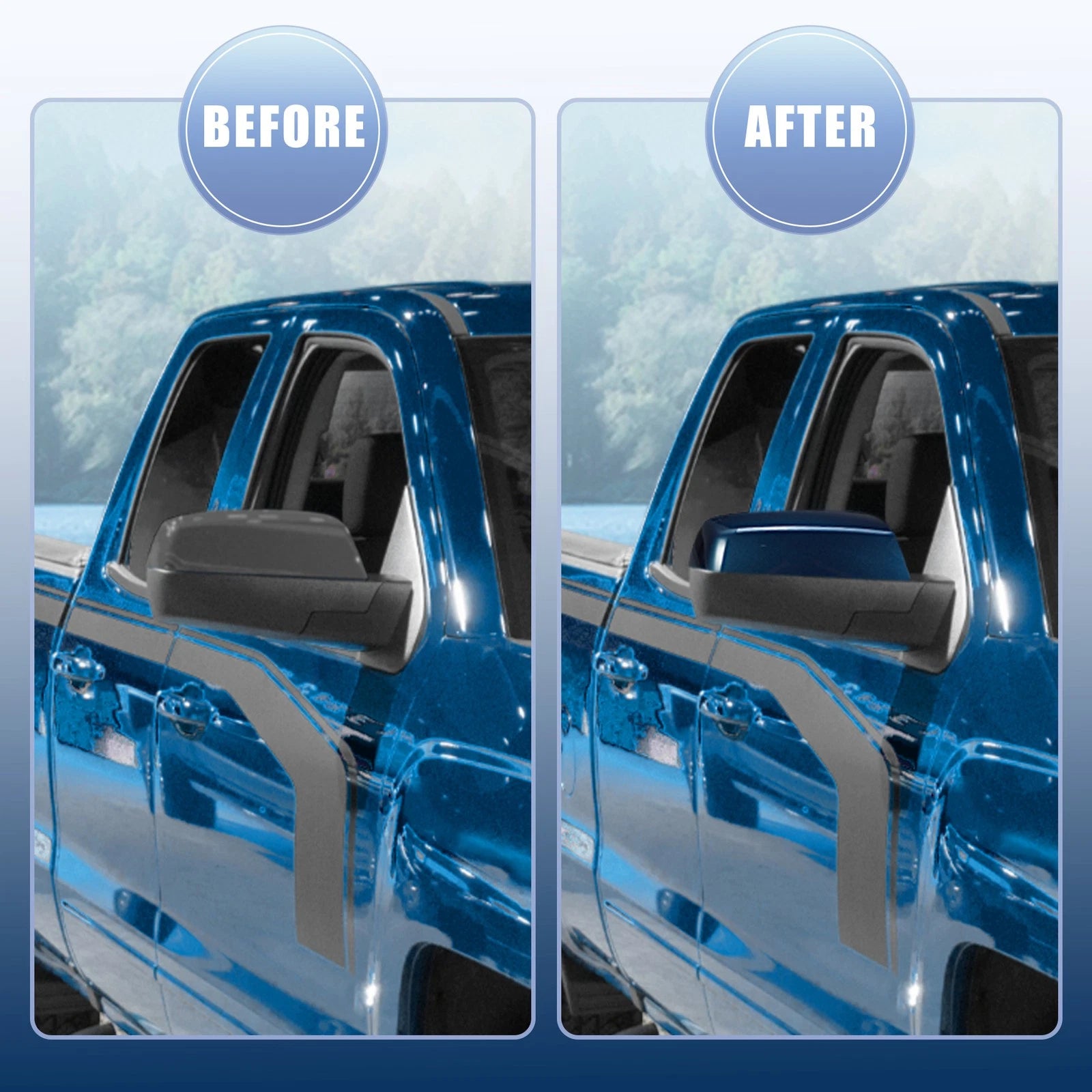 Set of 2 OEM Blue Top Side Mirror Covers for Chevy Silverado 1500 2500 3500 (2014–2019)