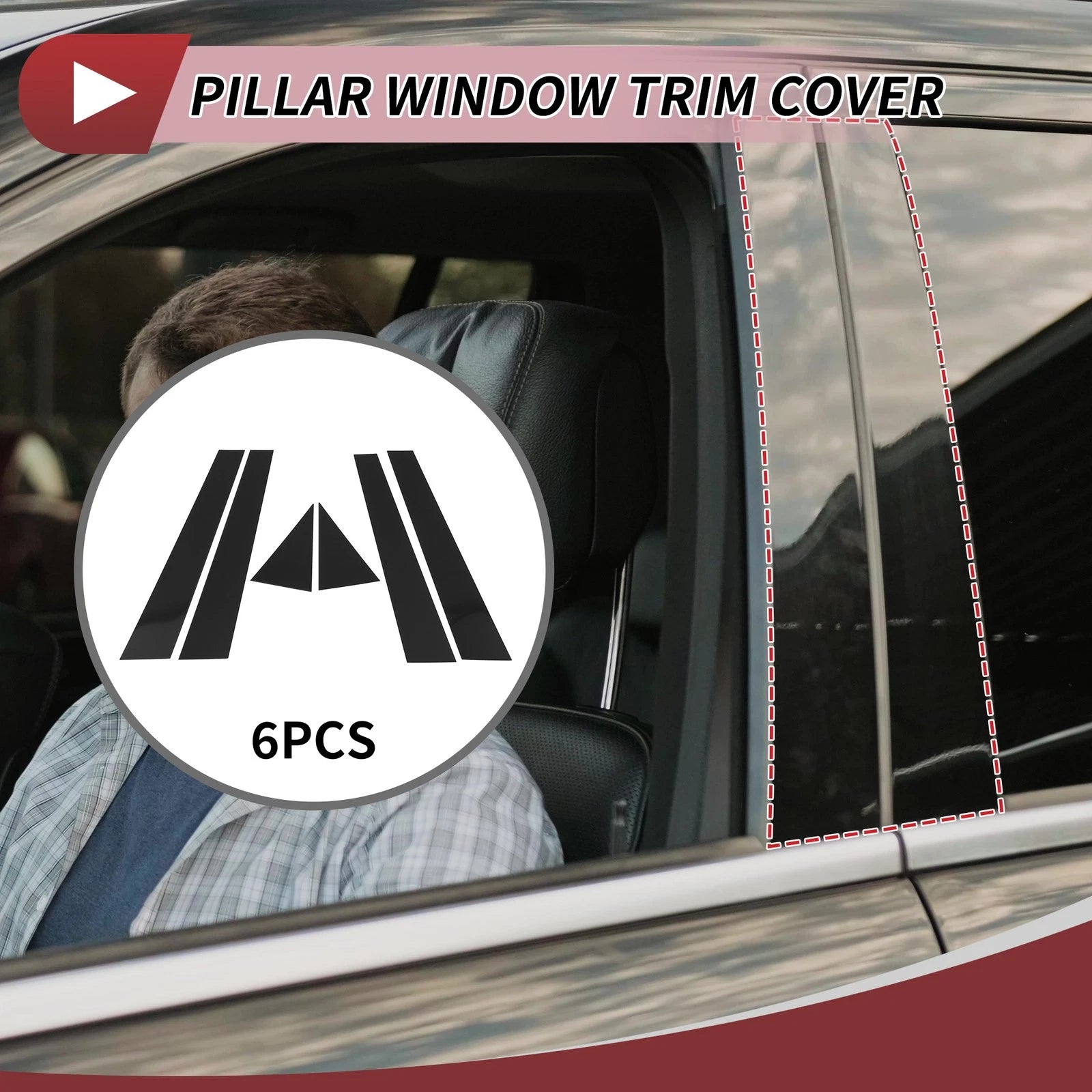 Set of 6 Door Pillar Window Trim for Audi A4/S4/RS4 (2009–2013) Black