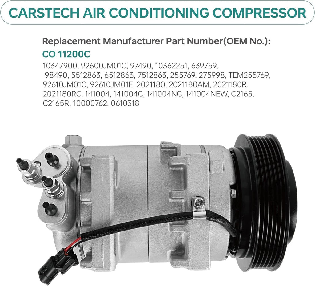 Air Conditioning Compressor for Nissan Rogue (2008–2013) 2.5L L4 AC