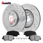 Front Drilled Brake Rotor & Brake Pad Set for Hyundai Sorento, Santa Fe Sport (2014–2020)