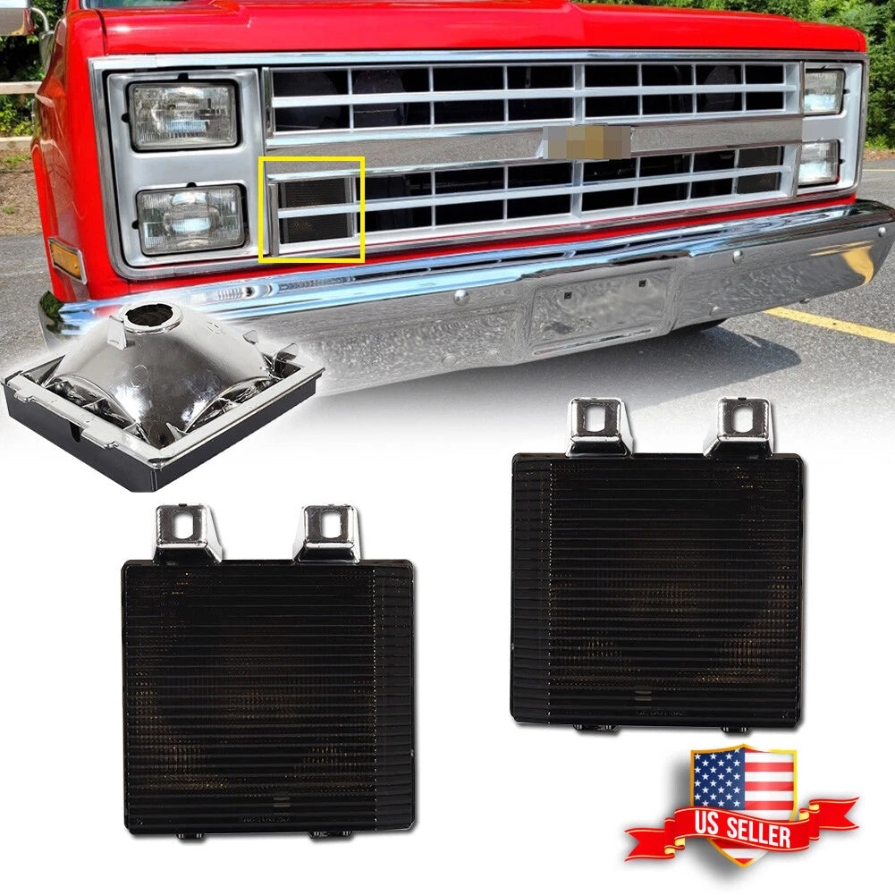 2X Smoked Front Turn Signal Lights for Chevy GMC Pickup Truck
