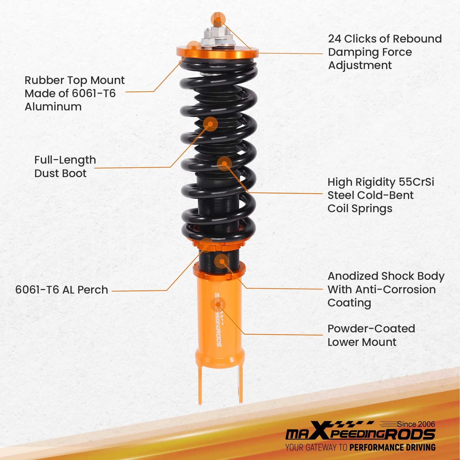 Coilover Suspension for Honda S2000 (2000-2009) - 24 Clicks Adjustable Damper