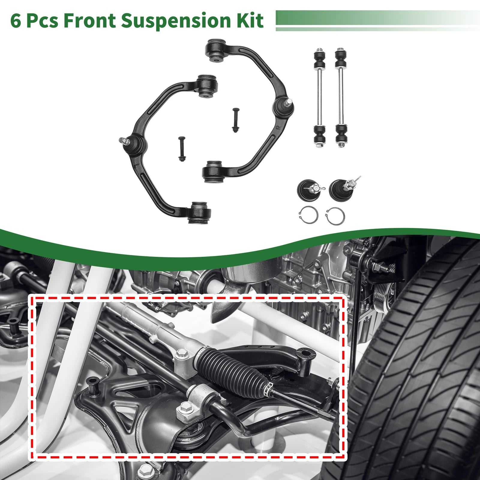 6 Pcs Front Upper Control Arms for Ford Ranger (1998–2011) No.K80052/K80054