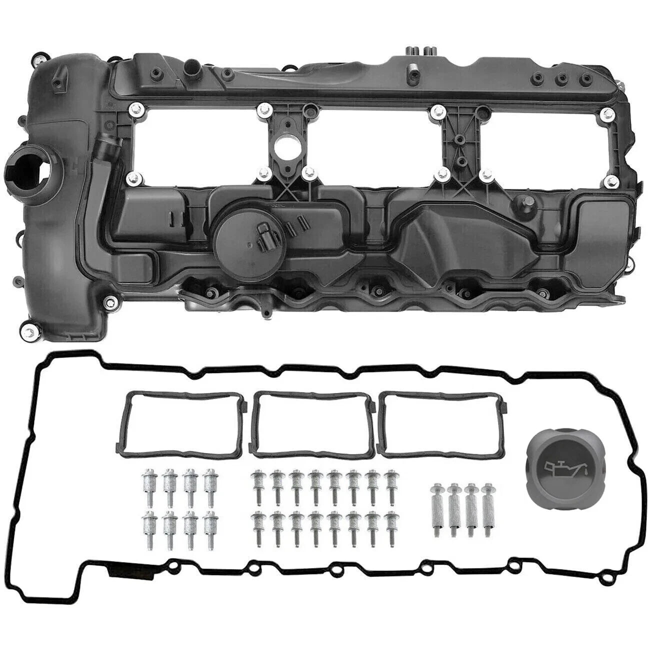 Engine Valve Cover with Gasket & Cap for BMW 135i 335i 640i 740i X3 X5 (2006–2019)