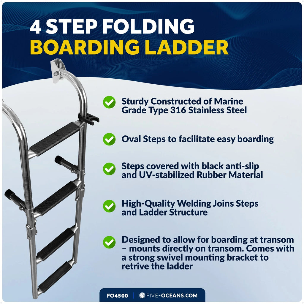 4 Step Folding Boat Ladder for Swim Boarding