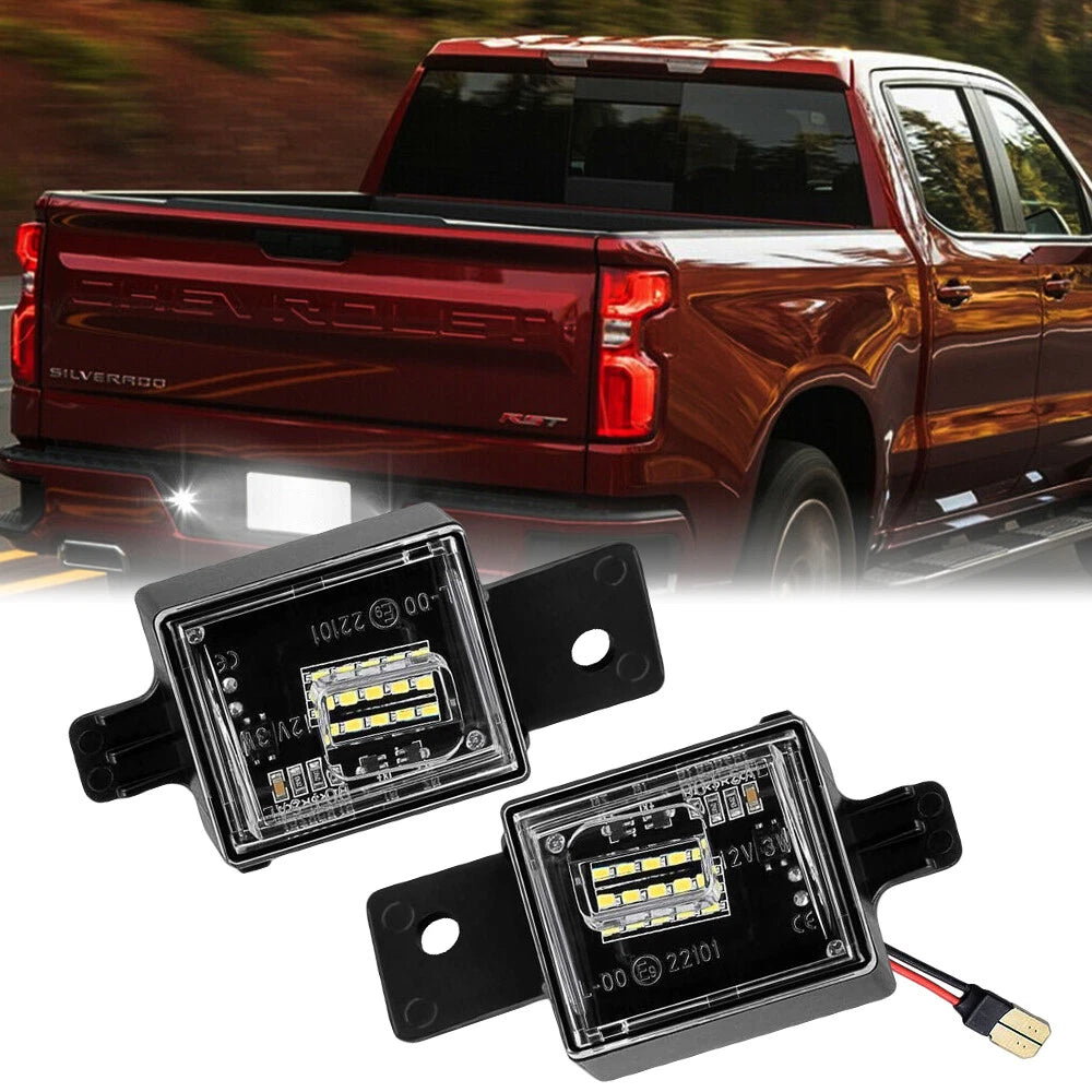 2X LED License Plate Light for Chevy Silverado GMC Sierra (2014–2018)
