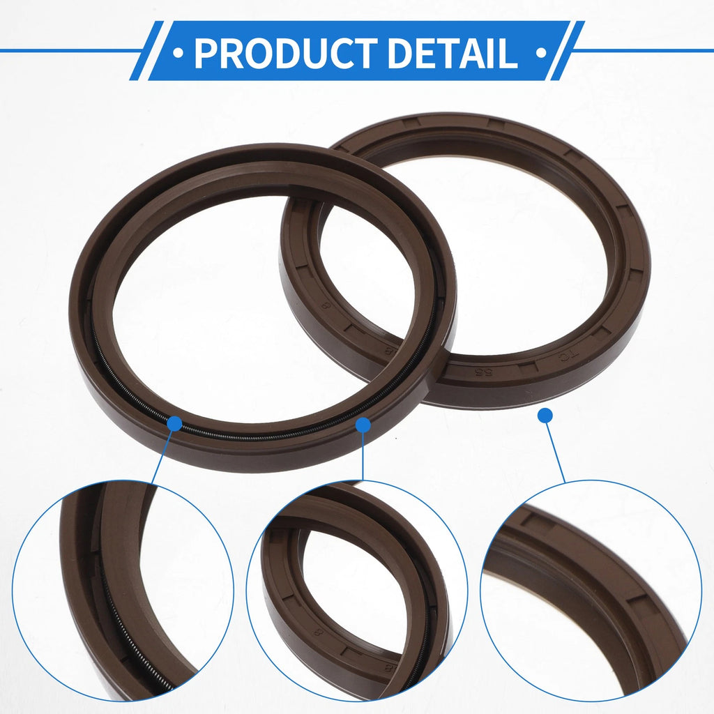 2X Oil Seal Rotary Shaft Seal FKM Rubber 55x68x8mm for Various Models