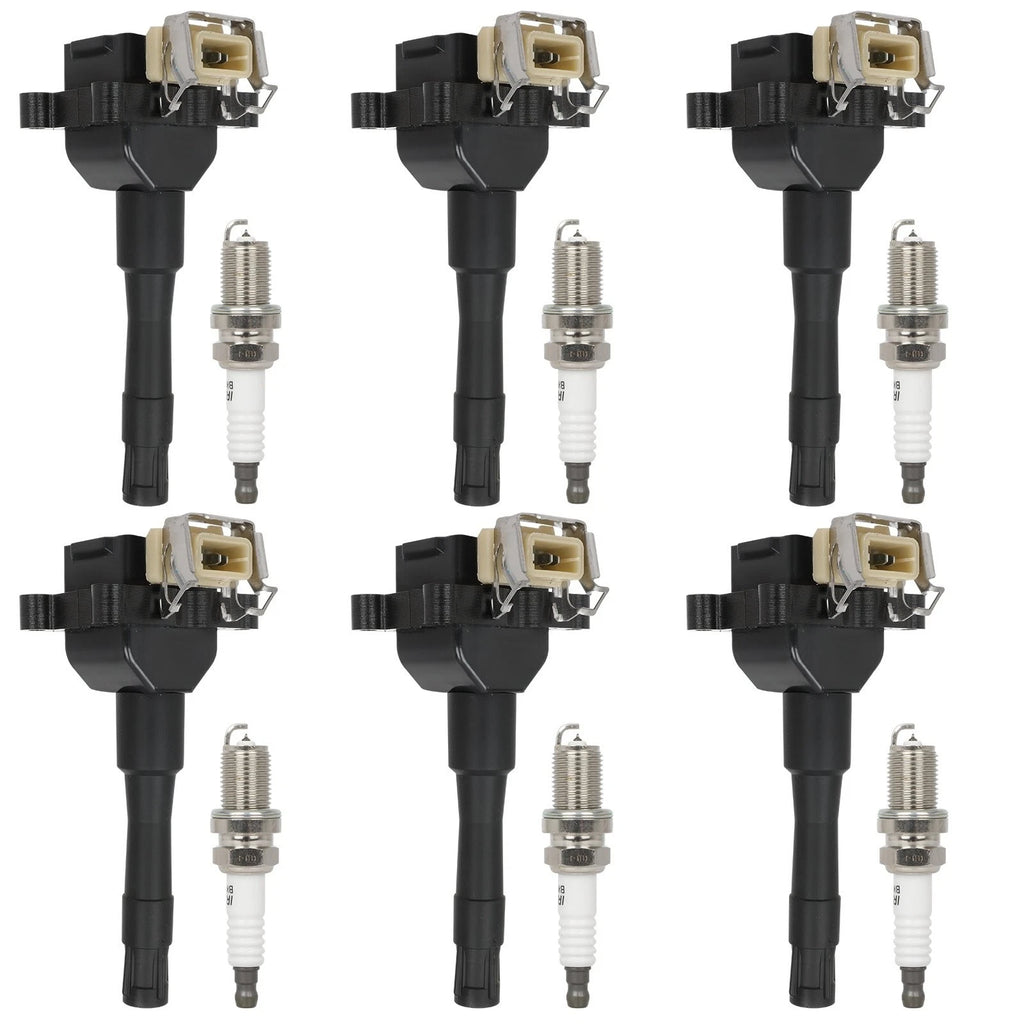 Set of 6 Ignition Coils & 6 Spark Plugs for BMW 325i 325is 525i (1992–1995)
