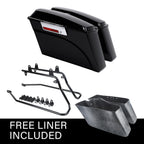 Hard Saddlebags with Black Conversion Brackets for Harley Softail