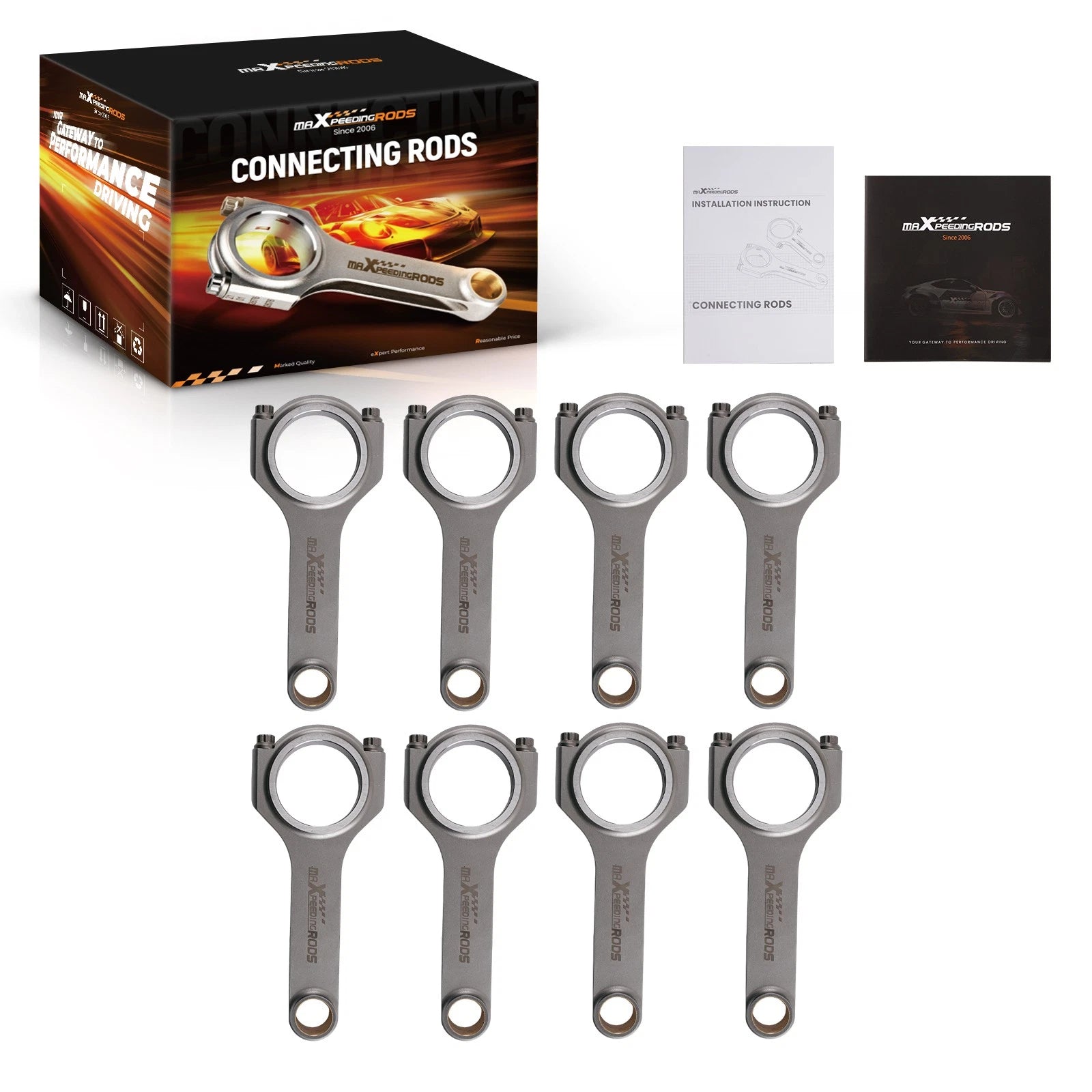 Connecting Rod Kit for Ford 289 302 5.0L (8Pcs, Forged 4340, ARP 8740)