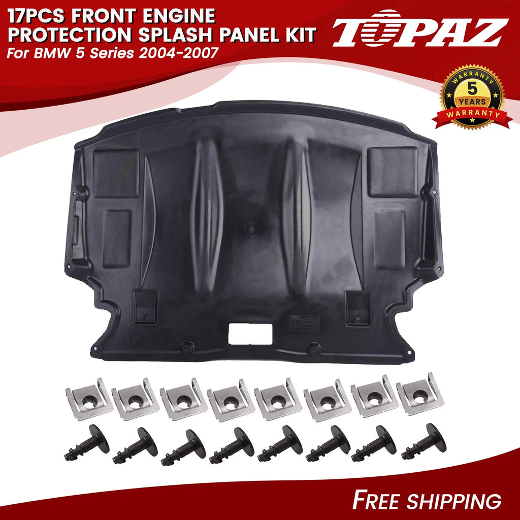 17-Piece Front Engine Splash Panel Kit for BMW 5 Series (2004–2007)