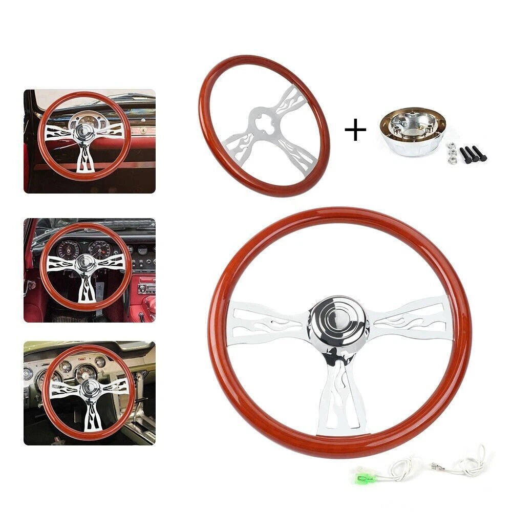 18" Chrome Wood Steering Wheel for Big Rigs