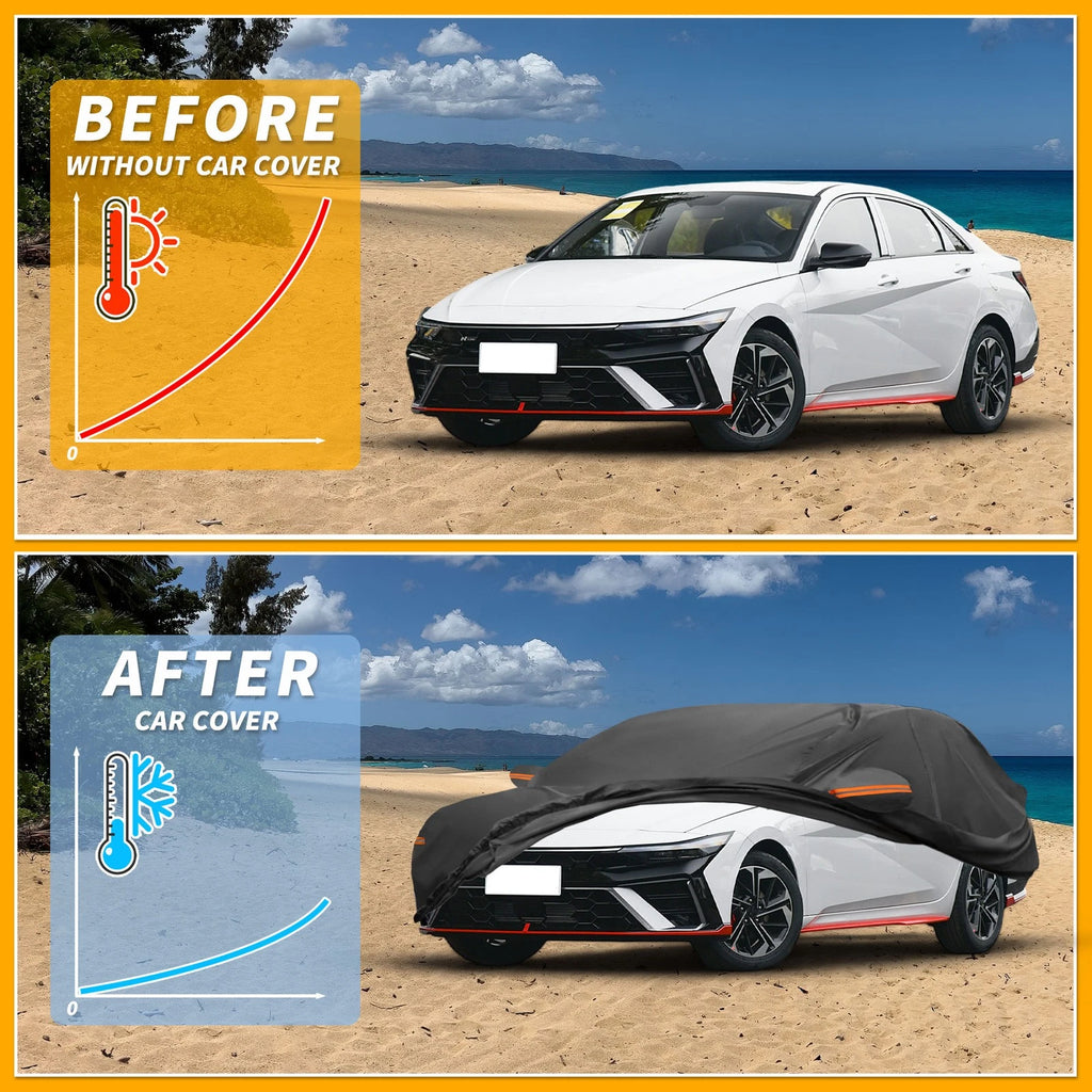 Car Cover Waterproof All Weather for Hyundai Elantra (2017–2023) 190T-PU Zipper