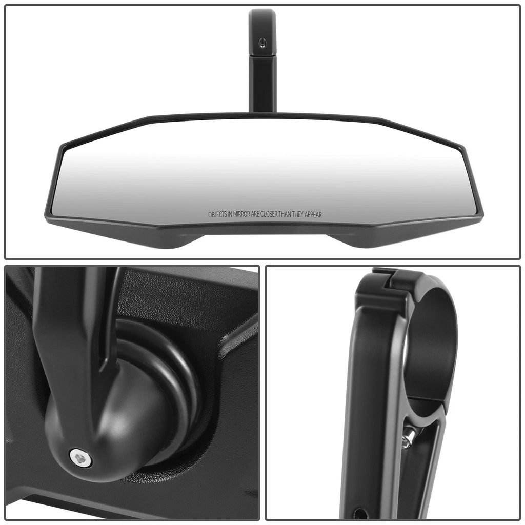 Universal UTV Black Convex Glass Rearview Mirror Roll Cage Bar Mount