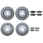 Front & Rear Brake Kit with Drilled Disc Rotors & Akebono Pads for Dodge Jeep