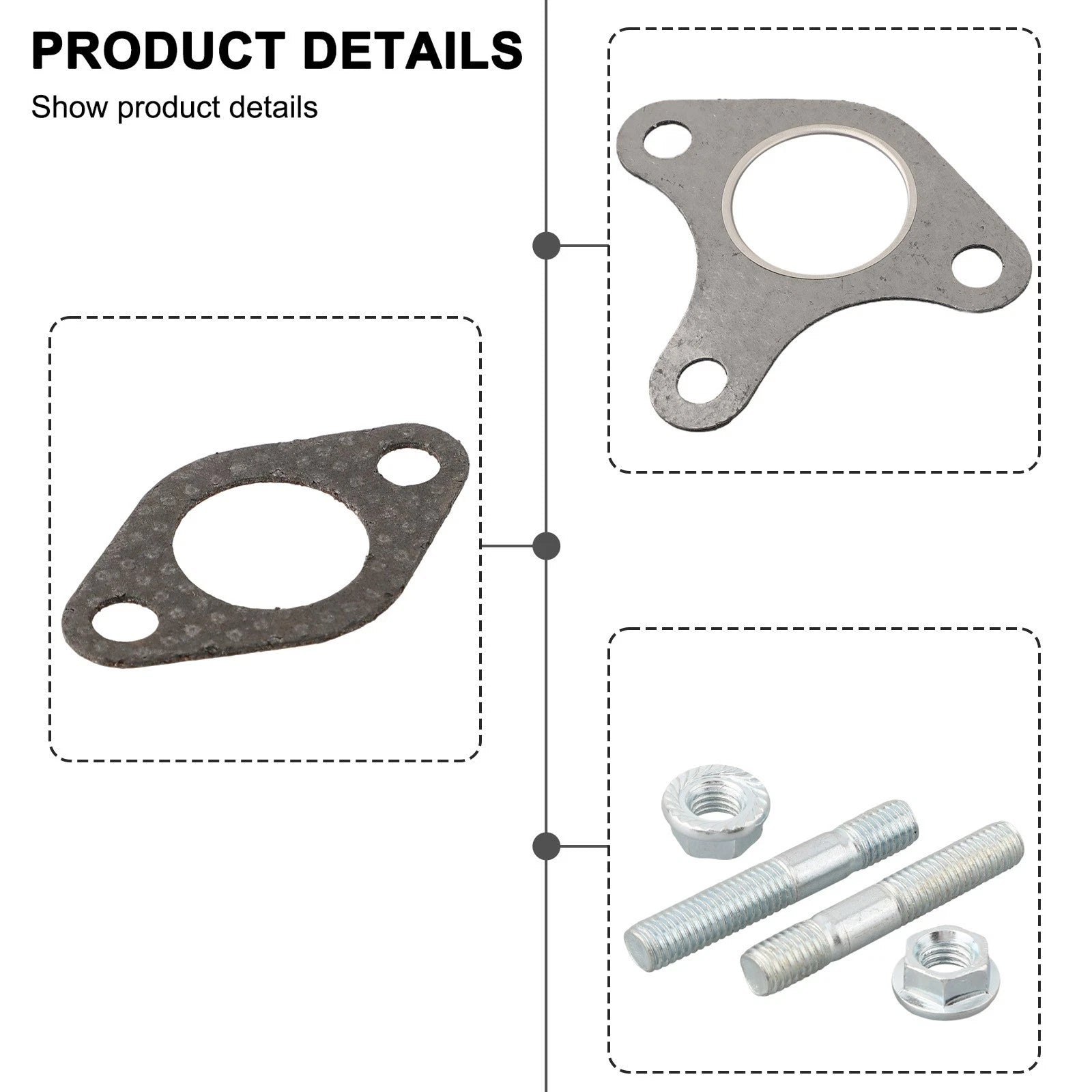 Muffler Gasket Set for GX390 GX340 GX270 (13HP) - Includes Bolts & Nuts