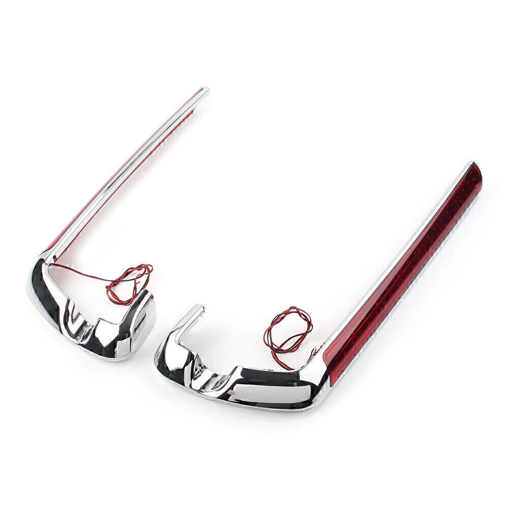 2X Chrome Saddlebag LED Side Marker Light Red Lens for Harley Touring (2014–2020)
