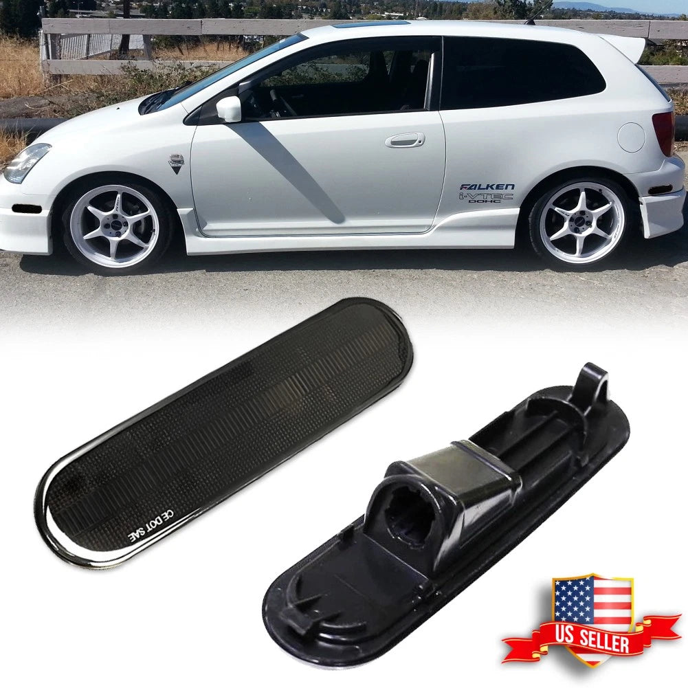 2X Smoke Front/Rear Bumper Side Marker Lights for Honda Civic Si (2002–2005)